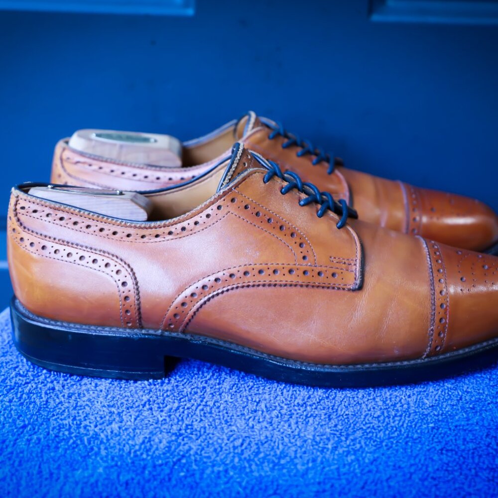 SALE - Allen Edmonds 10.5-D Lexington Burnished Walnut Derby Mens Dress Shoes - Picture 10 of 15
